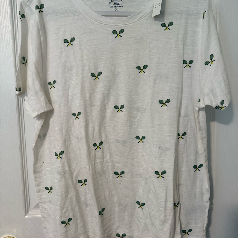 New With Tags J Crew, Women’s Tennis Racket T Shirt,Cotton-XL, Fun pattern